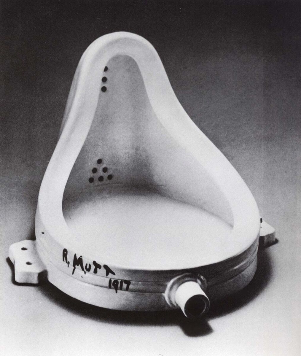 Image of Marcel Duchamp&#x27;s Fountain, 1917, via Wikimedia Commons. 