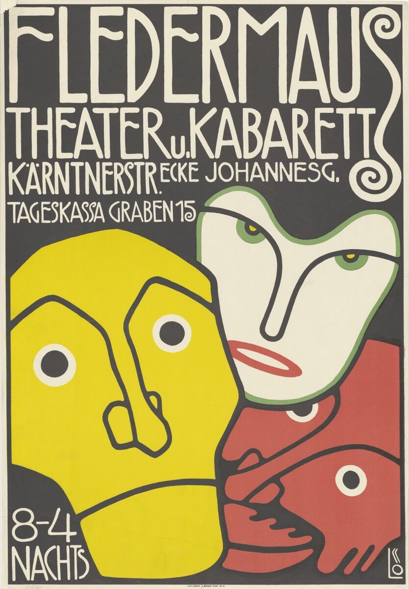 Bertold Löffler, Poster for the Cabaret Fledermaus, 1907. © The Albertina Museum, Vienna. Courtesy of The Albertina Museum, Vienna