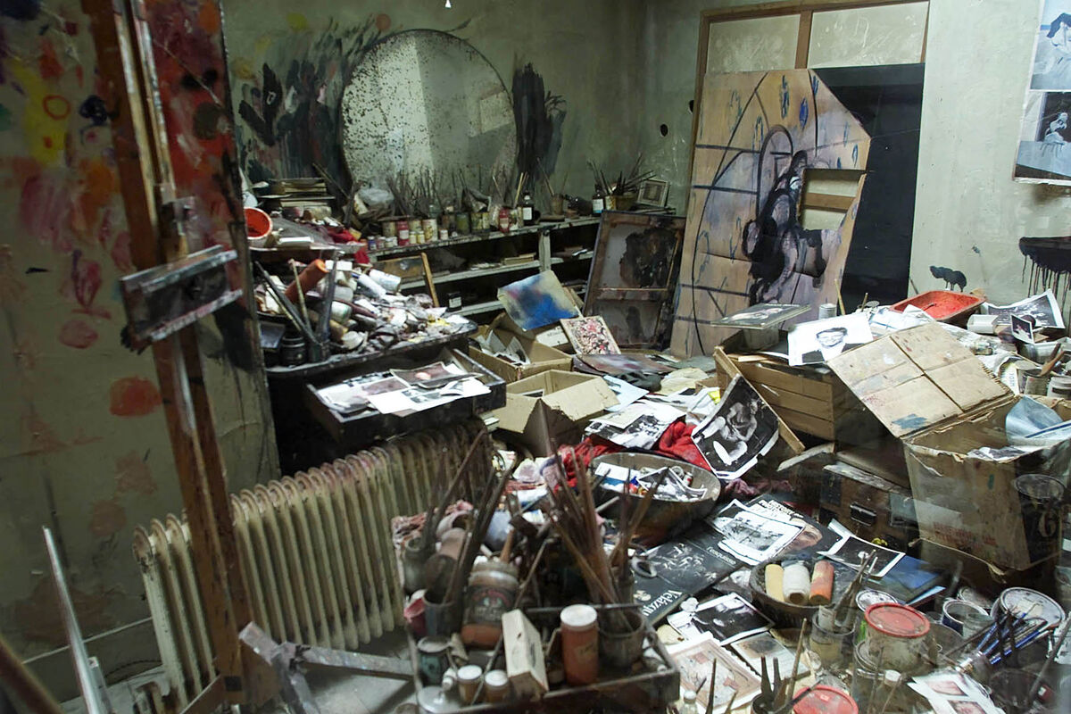 London studio of Irish artist Francis Bacon as reconstructed in Dublin for an exhibition at the Hugh Lane Gallery, 2001. Photo by Chris Bacon/PA Images via Getty Images.
