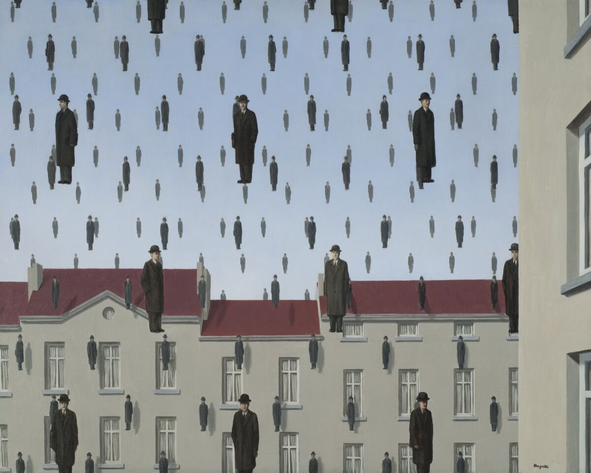 René Magritte, Golconda (Golconde), 1953. The Menil Collection, Houston. © 2019. C. Herscovici / Artists Rights Society (ARS), New York