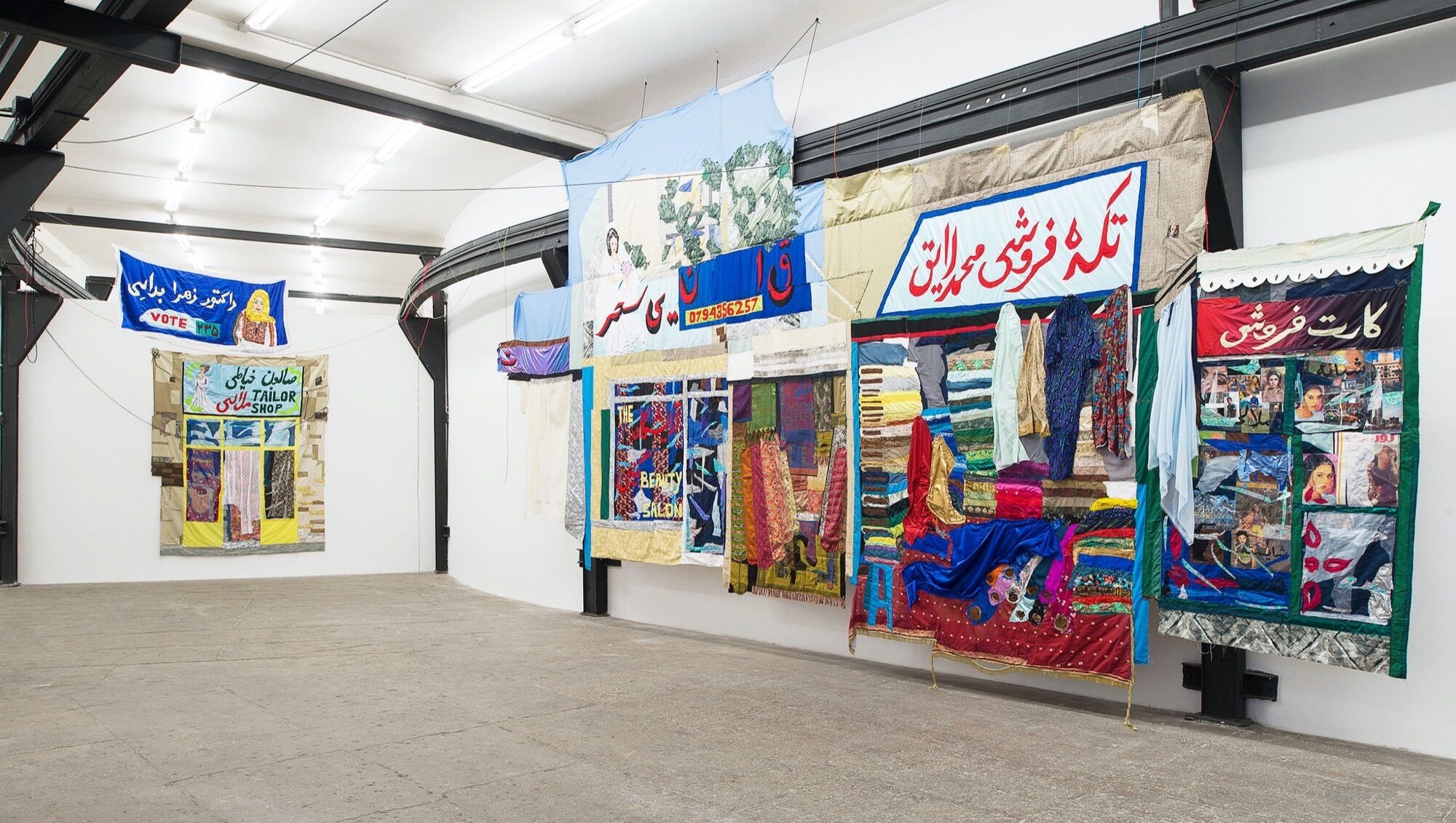 Hangama Amiri, installation view of “Bazaar, A Recollection of Home,” 2020, at T293, Rome. Photo by Roberto ApaCourtesy of the artist and T293.