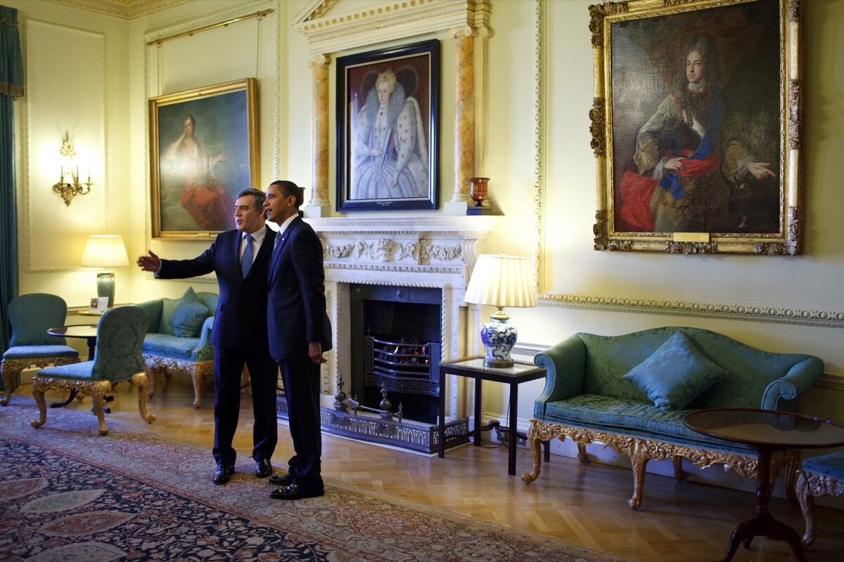 Barack Obama and Gordon Brown in 10 Downing Street. Image via Wikimedia Commons.