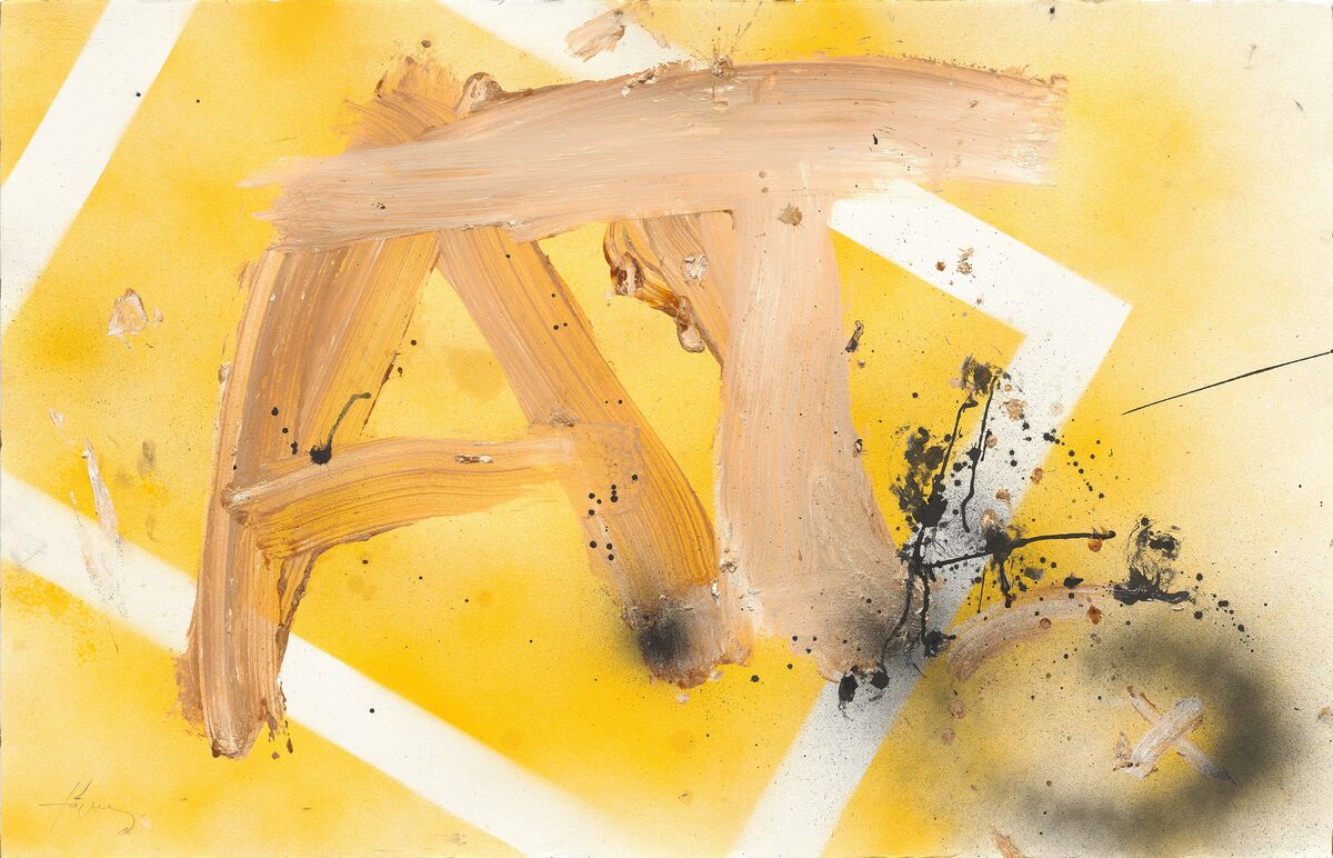 Antoni Tapies, Original Work, Painting on cardboard, Size 74 x 104.5 cm, 2003