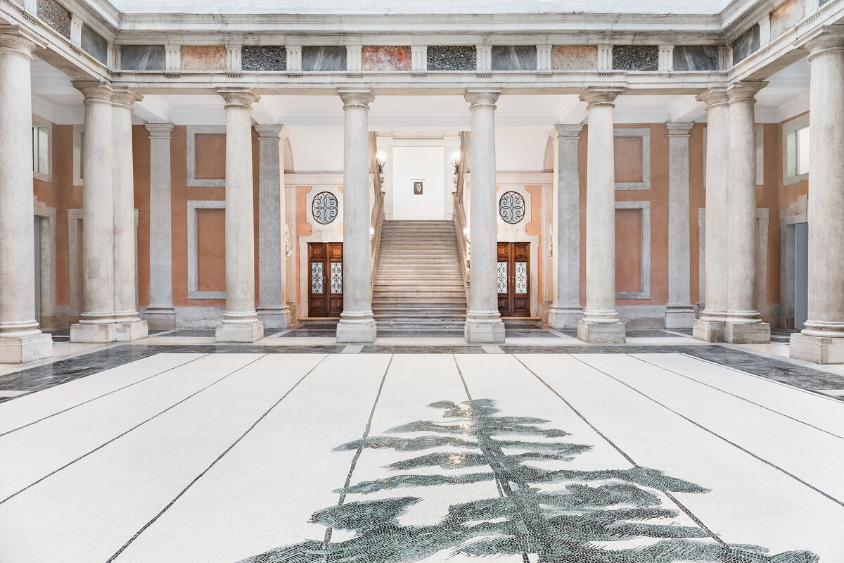 Installation view of Luc Tuymans, Schwarzheide, 2019, Fantini Mosaici, Milano, at Palazzo Grassi, 2019. Photo by Delfino Sisto Legnani e Marco Cappelletti. Courtesy © Palazzo Grassi.