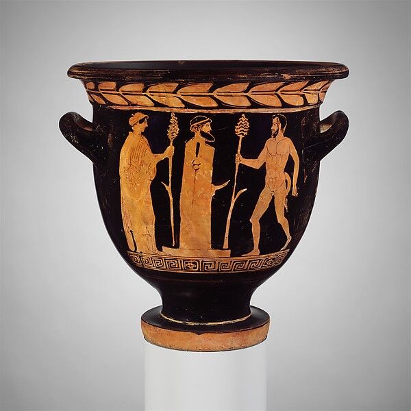 Attributed to the Pisticci Painter, Terracotta bell-krater (mixing bowl), ca. 430–410 B.C. Courtesy of The Metropolitan Museum of Art. 
