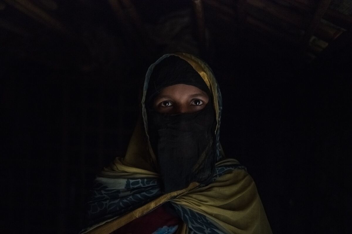 Noor, a Rohingya refugee, was gang-raped by soldiers in Myanmar. Photo by Rebecca Conway for the New York Times . Courtesy of the artist.