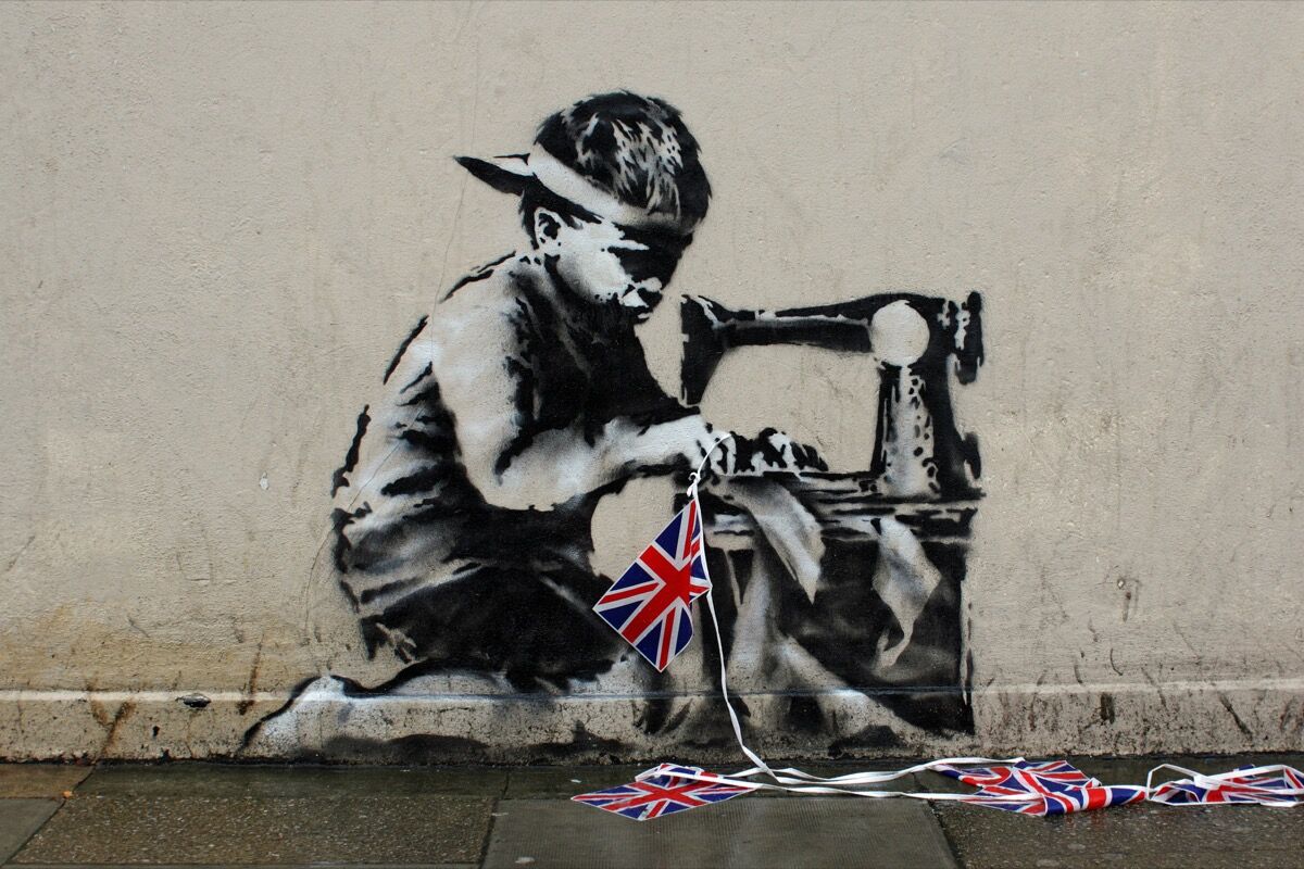 Banksy, Slave Labor, 2012. Photo by Deptford Jon, via Flickr. 