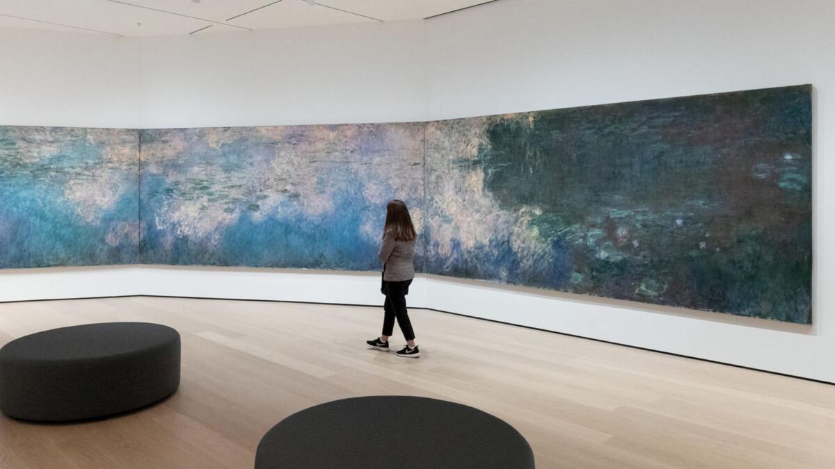 Installation view of Claude Monet, Water Lilies, in Gallery 515, at The Museum of Modern Art, New York. Photo by Kurt Heumiller. © 2019 The Museum of Modern Art. 