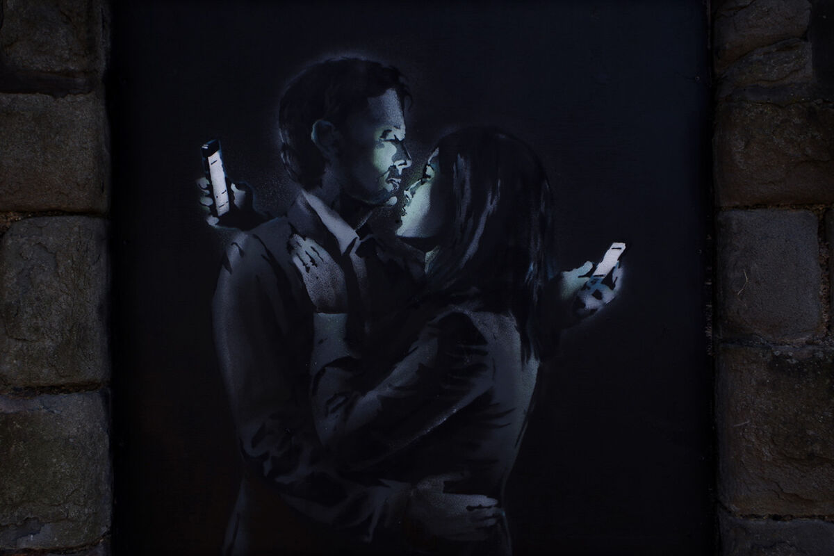 Banksy, Mobile Lovers, 2014. Photo by Duncan Hull, via Flickr. 