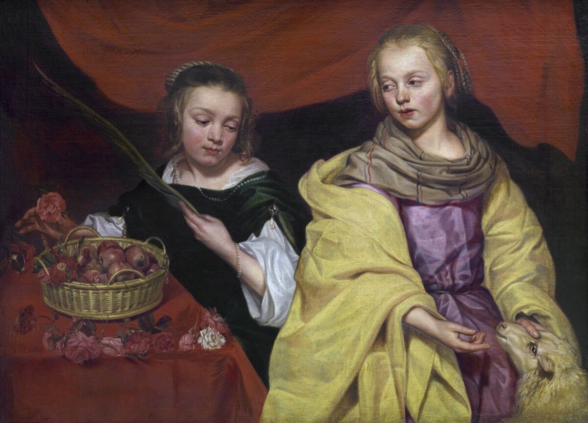 Michaelina Wautier, Two Girls as Saint Agnes and Saint Dorothea, 1643–59. Image via Wikimedia Commons. 