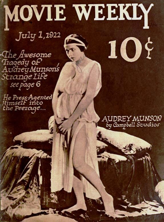 Film still of Audrey Monson in Heedless Moths, 1921, &nbsp;on the cover of Movie Weekly, 1922. Photo via Wikimedia Commons.