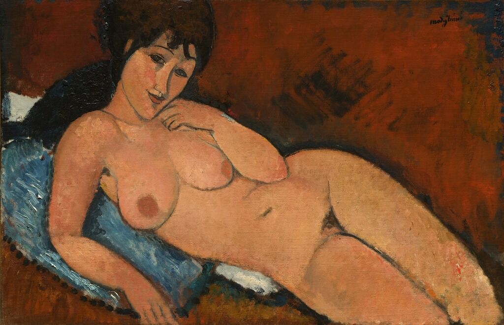 Nude on a Blue Cushion