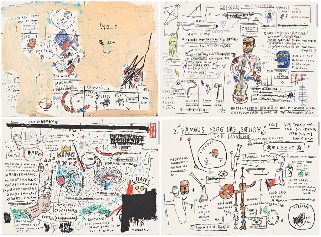 Wolf Sausage; King Brand; Dog Leg Study; Undiscovered Genius (four prints)