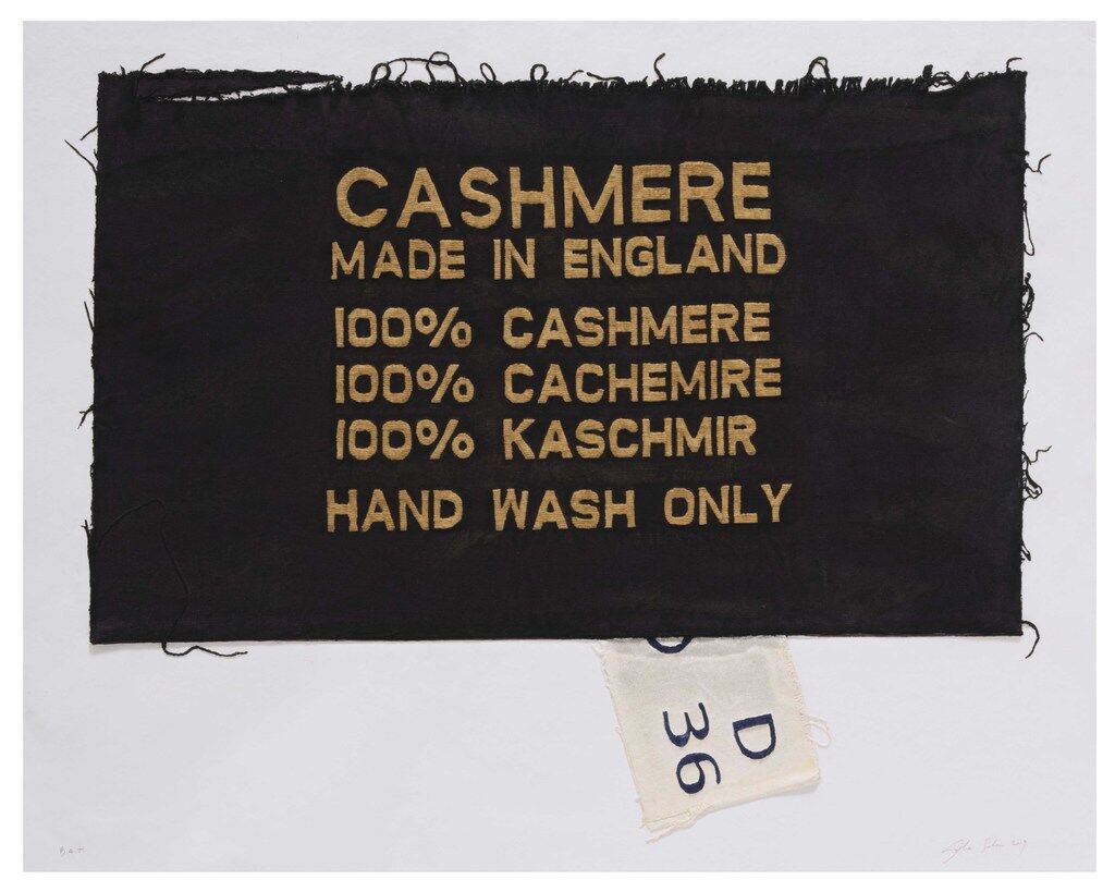 100% Cashmere, Made in England, Clothing Tag