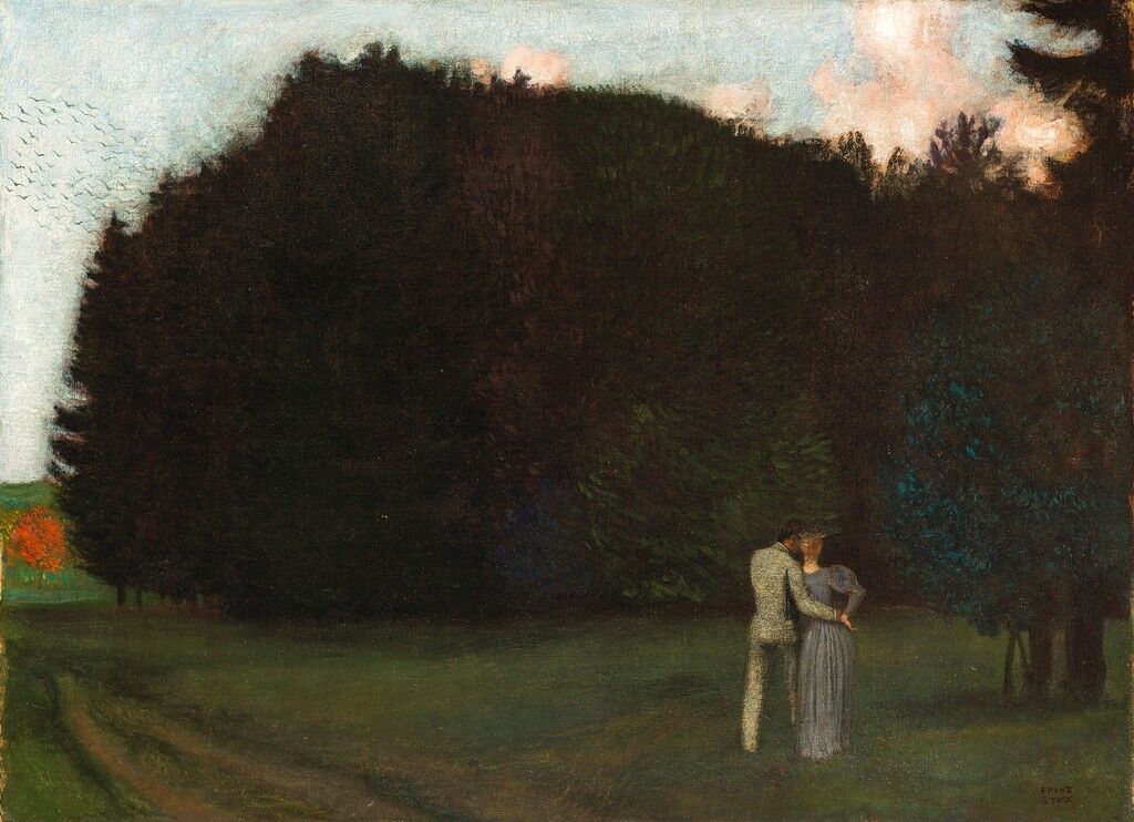 Lovers at the edge of the woods
