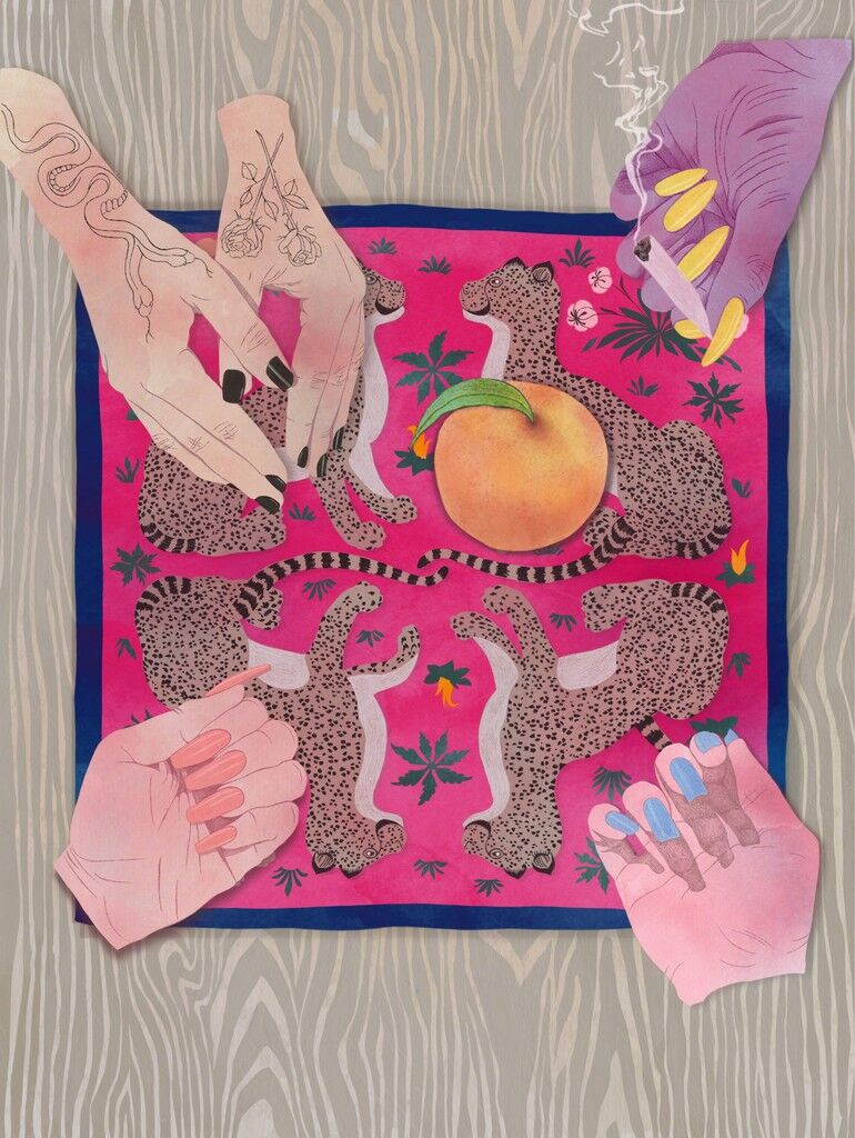 Four Girls, One Peach (with vintage Hermes scarf)